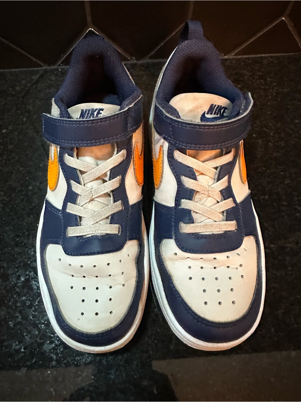 Nike Kids Navy, White and Yellow Mid-Top Sneakers